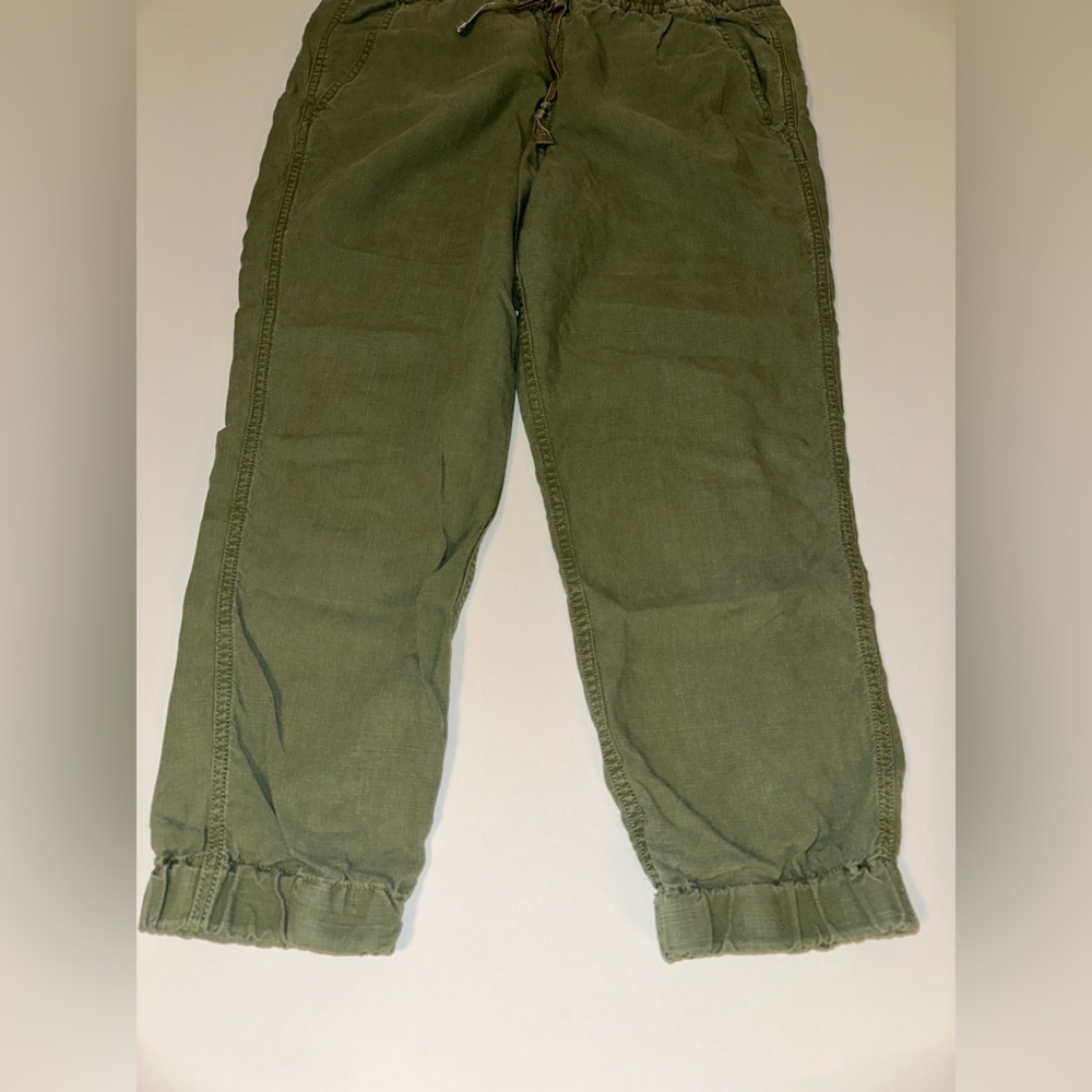 J.Crew Point Sur Seaside Drawstring Jogger Pants Olive Linen Lyocell Women’s 10 - Picture 2 of 9